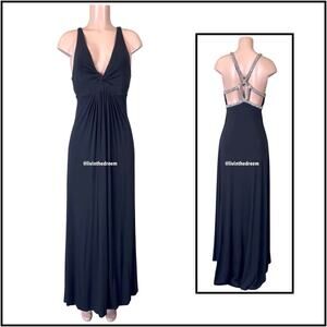 Sky Black Rhinestone Maxi Dress  $199